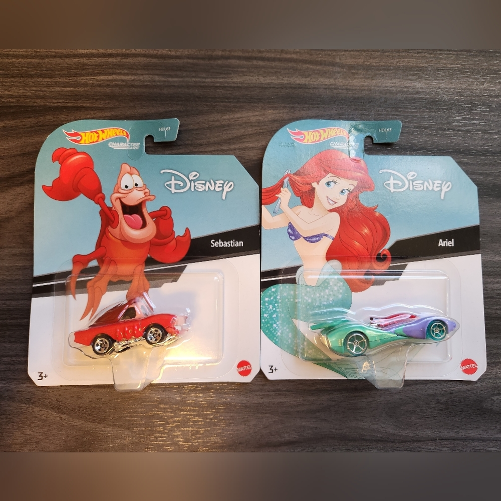 Ariel and Sebastian Hot Wheels set